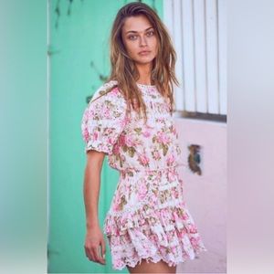 LoveShackFancy Augustine Pink floral eyelet mini dress - S - worn once